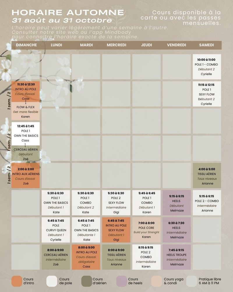 Class Schedule — Studio Innerbloom